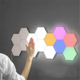 LED 제품 Douyin Quantum 유도 램프 선택적 배경 조명 6 장식 벽 램프 레스토랑 Honeycomb 원격 Contr211Q