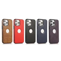 شعار Hole Business Ultra Slim Leather Case for iPhone 15 14 13 11 Pro Max 12 XS XR X 15Pro I Case Cover 30pcs