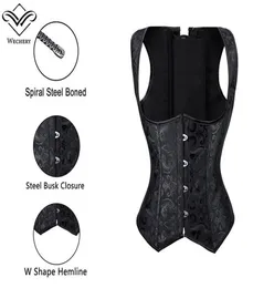 Women Brocade Weist Cincher Underbust Corset Vest القوطية تنحيف الكورسيهات الفولاذ بوند بوندبانك الملابس بالإضافة إلى حجم S6XL5939477