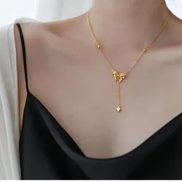 Escaping Princess Gold Bow Necklace Women's Long One piece Chain Set Chain Love Pendant Tassel Collar Chain Decoration