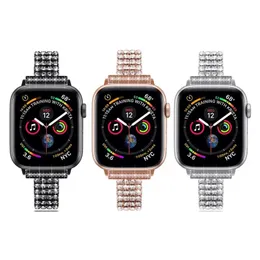 Armband 3 st smycken Armband för Apple Watch SE Band 38mm 40mm 42mm 44mm Series 6 5 4 3 Wristband Bling Watchband för IWatch Fran10p