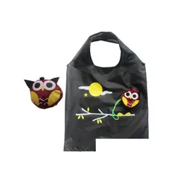 Storage Bags Owl Reusable Grocery Foldable Shop Large Capacity Tote Travel Recycle Organization Handle Bag Eco-Friendly Drop Deliver Otgvj