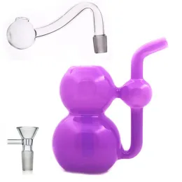 Wholesale Mini Gourd hookah 10mm female colorful Purple glass water dab rig bong with oil burner or tobacco smoking bowl BJ