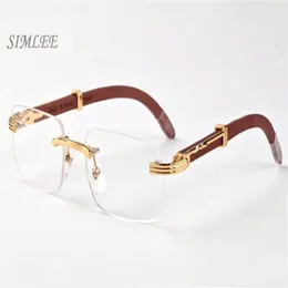 2017 Wood Solglasögon för män Luxury Solglasögon Half Frame Square En mängd olika färglinser Rimless Gold Silver Mental Frames With 245J