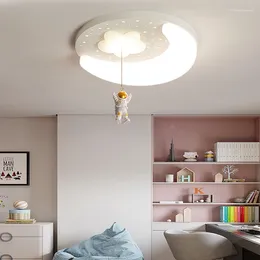 Candeliers modernos teto branco quarto infantil astronauta nórdico led led lâmpadas pendentes Sala de estar Arte decoração de casa luminária