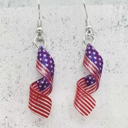 Dangle Earrings Spiral American Flag For Women Girls Lightweight Independence Day Drop Earring Jewelry