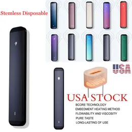 Stamlös engångsvape Pen USA Stock 280MAH Uppladdningsbart batteri 1,0 ml tom enhet ingen tilltäppning Inget brinnande 50st/fodral D9 -enheter