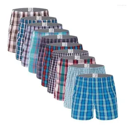 Underpants 10pcs/lot mens 속옷 복서 반바지 면화 소프트 격자 무늬 복서 남성 팬티 편안한 통기 가능