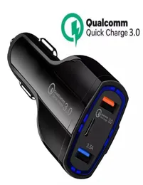 3 in 1 Typ C Dual USB -Auto -Ladegerät 5A PD Schnellladung QC 30 Fast Ladegeräte -Telefonladeadapter für Xiaomi iPhone Android Telefon3315665