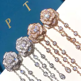 Kolczyki PiaGe Serie Rose Inkrustowane kryształ wyjątkowo 18 -karatowy złoto srebrny srebrny luksusowy biżuteria wysokiej jakości projektant marki Ann214W