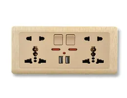 DEPOGUYE UE standardowe gniazdo ścienne USB Wtyczka USB Universal 10 otworów 21A Podwójna ładowarka USB z przełącznikiem AC110V250V 211045559456006