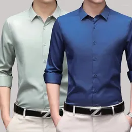 メンズカジュアルシャツ長袖シャツのビジネスドレス鉄のソリッドカラー韓国語の光沢のある弾性