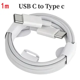 Быстрая зарядка 1 м 3 фута USB C to ty type c Pd Кабельные устройства для зарядных устройств для Samsung Galaxy S22 S23 S24 Utral Huawei Xiaomi HTC LG Android Phone White Wire