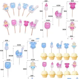 Andere festliche Partyzubehör 20pcs Babyparty Cup Cake Toppers Boy Girl Süßes Dekoration Geburtstag DIY TOPPER SUPPLIES1 DROPKEL DHDLX DHDLX