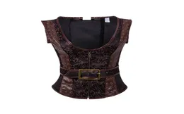 Corset 12 Steel Boned Korsett Steampunk Weistcoat القوطية سترة فو ، زي سترة جلدية للنساء 89307044952