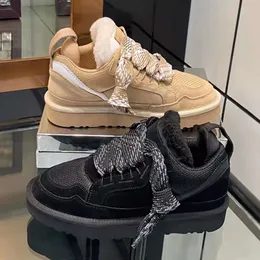 10a lowmel tränare casual skor sneakers klassiska kvinnors korgar sand ull fårskinn vinter canvas kall designer äkta läder mocka löpare höst vinterstorlek 35-42