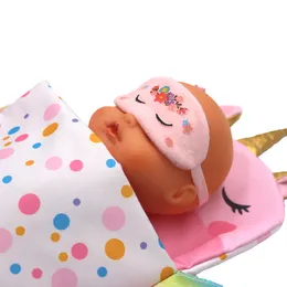 Saco de dormir para bonecas para bonecas de 43 cm adorável travesseiro de unicórnio 10-15 polegadas Baby Acessórios de bonecas recém-nascidos Presente de aniversário da garota americana