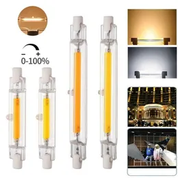 R7S Dimble LED -glödlampa COB Glass Tube 78mm 6W 118mm 10W Byt ut halogenlampa 100W varm kall vit COB -majs Spot Light AC110V 220V245A