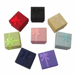 48pcs Lot Multi Colors Ring Ring Jewelry Storage Paper Box arring عبوة التغليف مربع للمجوهرات 4 4 3 سم 2981