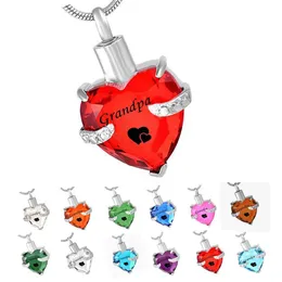 Morfar Glass Cremation Jewelry Heart Birthstone Pendant Urn Necklace Ashes Holder Keepsake169q