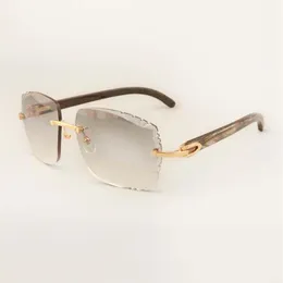 Wysokiej klasy okulary przeciwsłoneczne 3524014 z naturalnymi czarnymi teksturowanymi buffami klaksonem i grawerowaniem okularów 58-18-140 mm210z