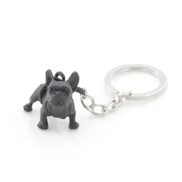 Metall Schwarze französische Bulldoggenschlüsselkette süße Hund Tier Schlüsselanhänger Keyrings Frauen Bag Charme Haustier Juwely Geschenk Ganzes Schüttgut Los232B