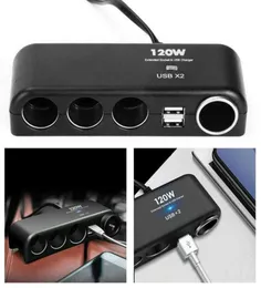 Universal 12V 24V 4 -Wege Zigarette leichter Multi -Socket Auto Ladegerät Car Adapter Dual USB Schwarze Abteile Splitter Innenraum A5A73289311