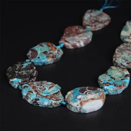 9-10st Strand Raw Blue Stone Agates Slab Nugget Loose Beads Natural Ocean Jades Gems Slice Pendants Smycken Making269L