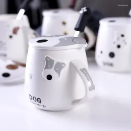 Canecas de cão de animais de cão de animal copo de caneca de café da manhã xícaras de leite e drinques de ano para chá de café com cerveja de tampa