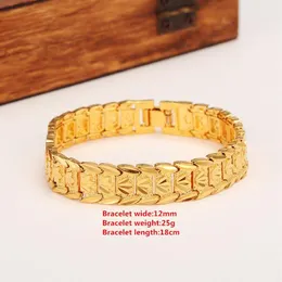 Classici eterni Wide ID bracciale 14k Real Giallo Solido Gold Gold Dubai Braggole Donne Manda di guardia da guardia da guardia MANA GEGNA