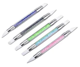 5st Doubleheaded Super Soft Silicone Nails Potting Tool Acrylic Nail Brush Rhinestone Pen for Manicure Design NAB0147620234