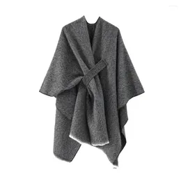 Lenços térmicos xale cachecol chique inverno aconchegante feminino outono grosso quente retro cardigan capa à prova de vento para à prova de frio