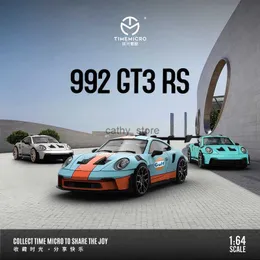 전기/RC 자동차 TM 재고 1 64 911 992 GT3 RS Gulf Diecast Diorama 자동차 모델 장난감 시간 마이크로 231223