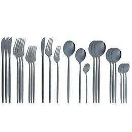 Kapalı Altın Paslanmaz Çelik Çat Takımı 24 PCS Gold Sofra Çatal Teşheri Yemeği Seti Lnife Fork ve Spoon Couverts de Table Vaisselle X0260Q