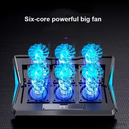 Laptop Cooling Pads Notebook Fan Gaming Laptop Cooler With Six Fans Adjustable Height Silent Cooling Pad Computer Stand For Laptops Below 15.6-inch