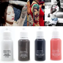 Maskin varm 15 ml mikroblading pigment för semi permanent smink ögonbryn bläck läppar ögon linje tatuering 4 färger manual tatuering penna pigment