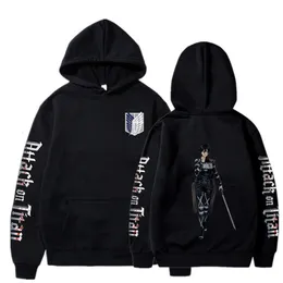 Ny modeattack på Titan Anime Hoodie Unisex Mikasa Ackerman tryck Pullover Casual Tracksuit Haruku Hip Hop Streetwear Tops