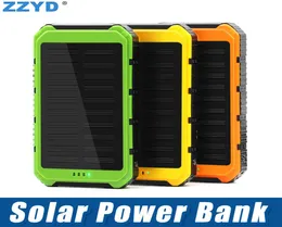 ZZYD PORTABLE 4000MAH SOLAR POWER BANK Dual USB Externt batteripaket Vattentät LED -laddare för IP 7 8 Samsung S8 Obs 83100802
