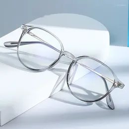 Óculos de sol Quadros de vidro redondo de forma para mulheres TR90 Material de óculos de bloqueio de luz azul de luz coreana