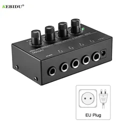 Mixer EU Plug HA400 4 -kanaler Stereo hörlurarförstärkare Ljudgränssnitt DAC Earphone Sound Amplifier Music Recording Headset