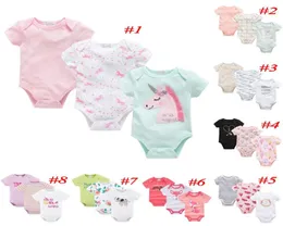 Newborn Baby Unicorn Alpaca and Watermelon Pattern Cotton Romper Short Sleeve Girls Boys Jumpsuit Summer Infant Bodysuit Outfit BY9656432