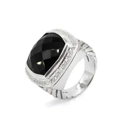 Brand Women's Rings 925 Sterling Silver 17mm Topaz Black Onyx Turquoise Smoky Quartz Amethyst Ring for Women2496