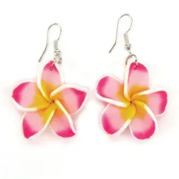 Billigaste FIMO Frangipani Flower Drop Earrings Fimo Polymer Clay Flower Fashion Earrings Plastic Flower Smycken202w