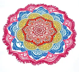 147147CM Round Yoga Mat Towel Tapestry Tassel Decor With Flowers Pattern Circular Tablecloth Beach Picnic Mat3862880