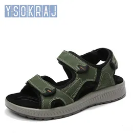 Sandals YSOKRAJ High Quality Outdoor Genuine Leather Sandals Men Shoes Hiking Comfortable 2021 Summer Male Men's Casual Beach Sandals