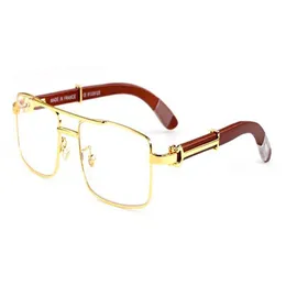 Novos óculos de sol da moda para homens 2018 Sports Mens Vintage Retro Buffalo Horn Glasses Women Double Bridge Sun Glasses Lens Clear With273N