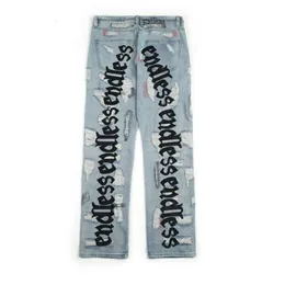 Women Jeans Endless Men 40 off~Men's High Quality Hip Hop Denim Pants Embroideredy Broken Do Old Hole Streetwearpurple jeans Designer stack