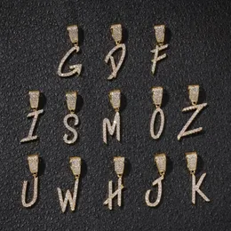 A-Z Letters Font Letters Naszyjnik z 24-calową liną łańcucha sześcienna cyrkonia pełna lodowana dla mężczyzn Hiphop Jewelry269e