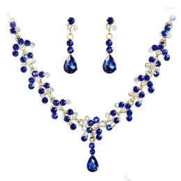 Orecchini Necklace Set Arrivo Bridal Clear Crystal Water Drop per le donne Accessorio per damigella d'onore medi22 Set di gioielli di consegna DHPZB