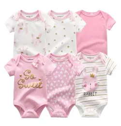 2021 En yeni 6pcslot kız giysi roupa de bebes erkek kıyafetleri tek boynuzlu at bebek giyim setleri yeni doğan pamuk 012m 2103094065870